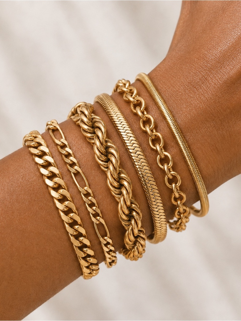 (1) Vintage 1/20 12K Gold Filled Double Rope Chain Bracelet Spring Ring Clasp